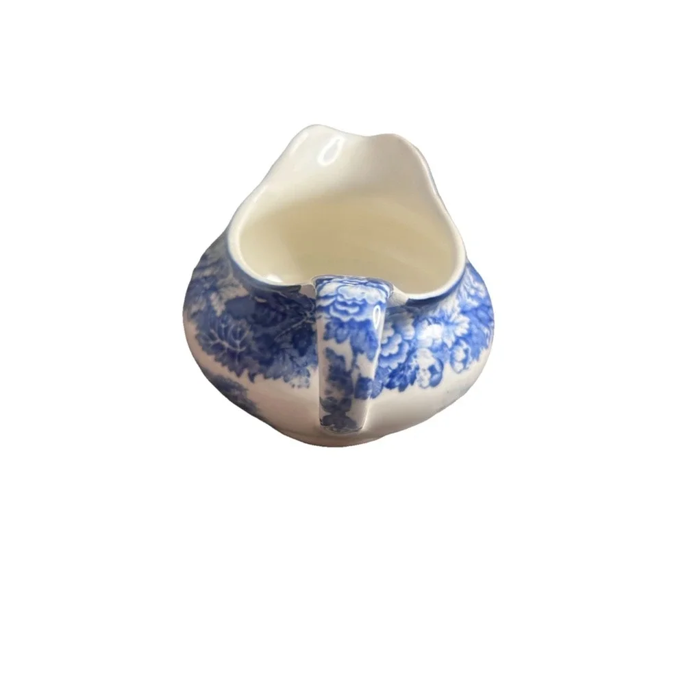 Vintage Enoch Woods English Scenery Blue White Sugar Bowl & Creamer Set